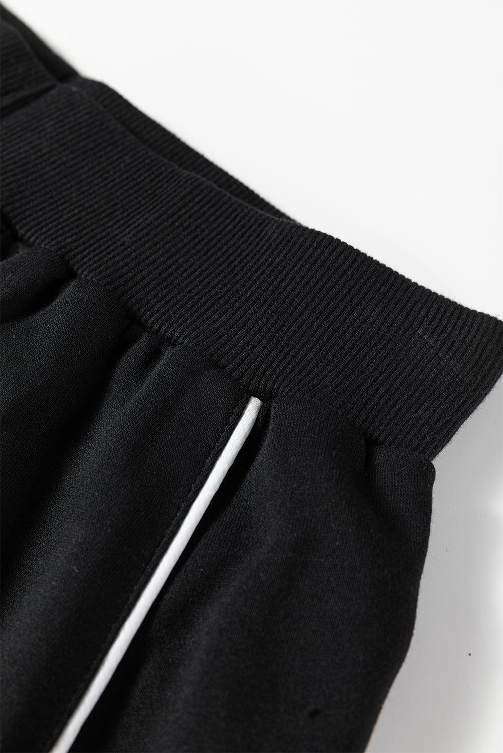 Black Contrast Piping Crewneck Pullover Mini Skirt Set