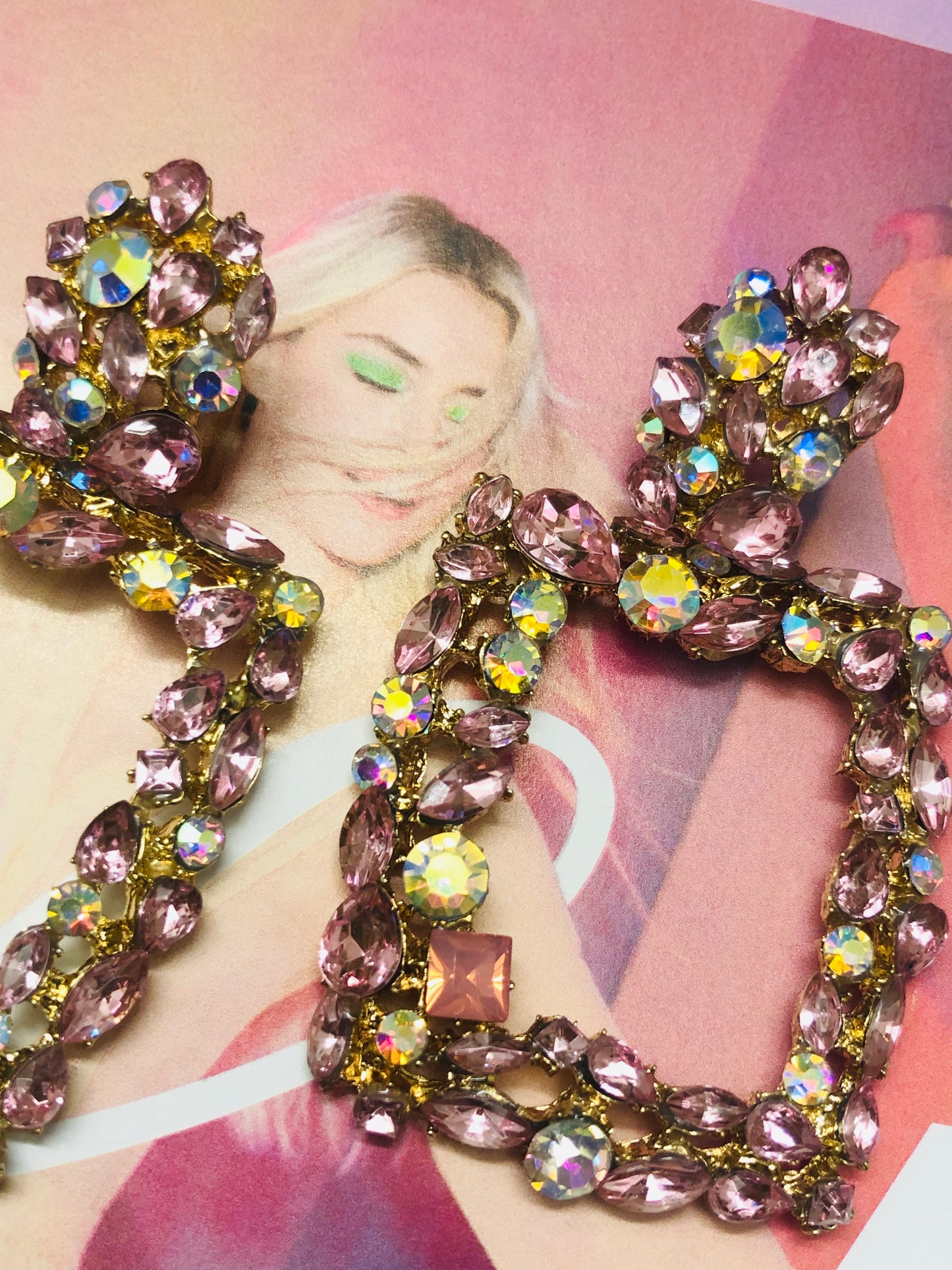 Pink Squared Earring