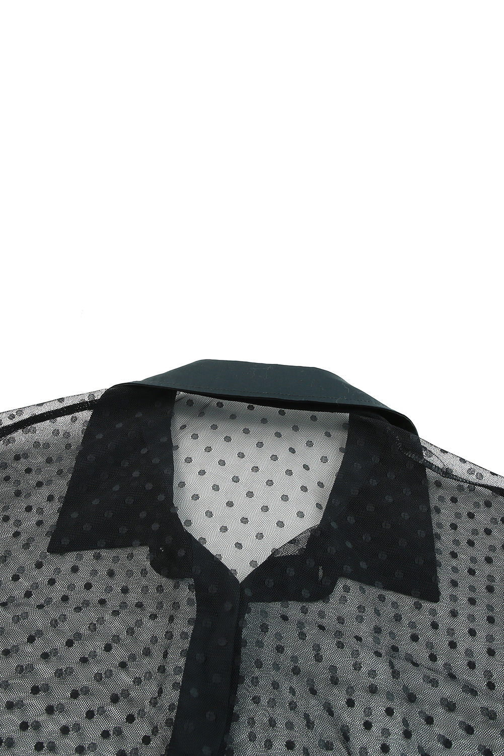 Black Polka Dot Button Up Short Sleeve Sheer Kimono