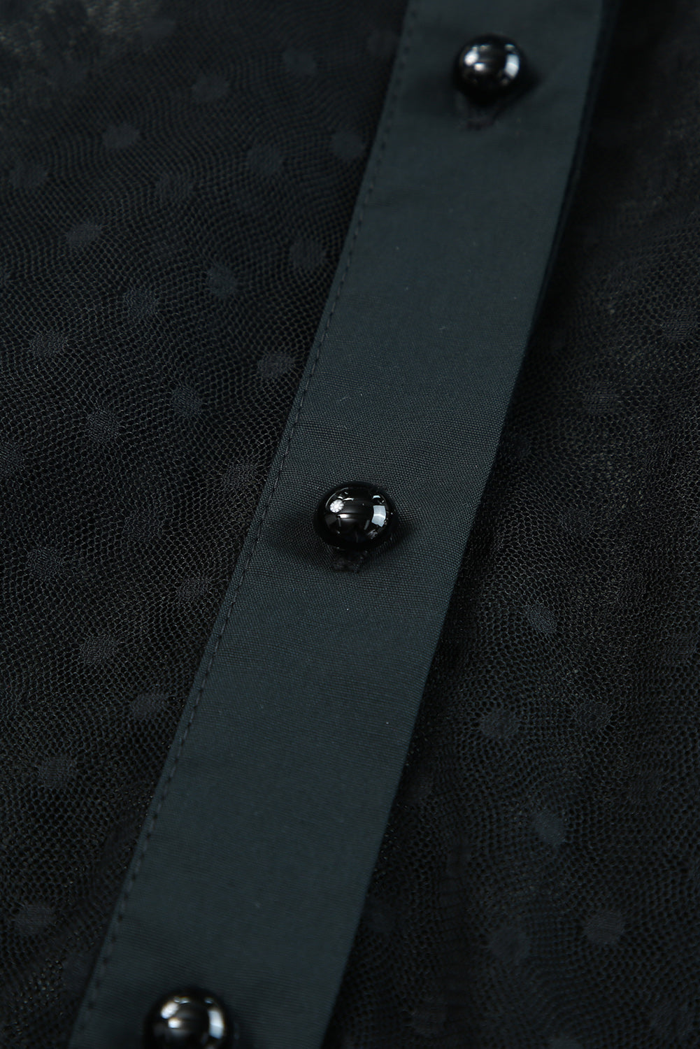 Black Polka Dot Button Up Short Sleeve Sheer Kimono