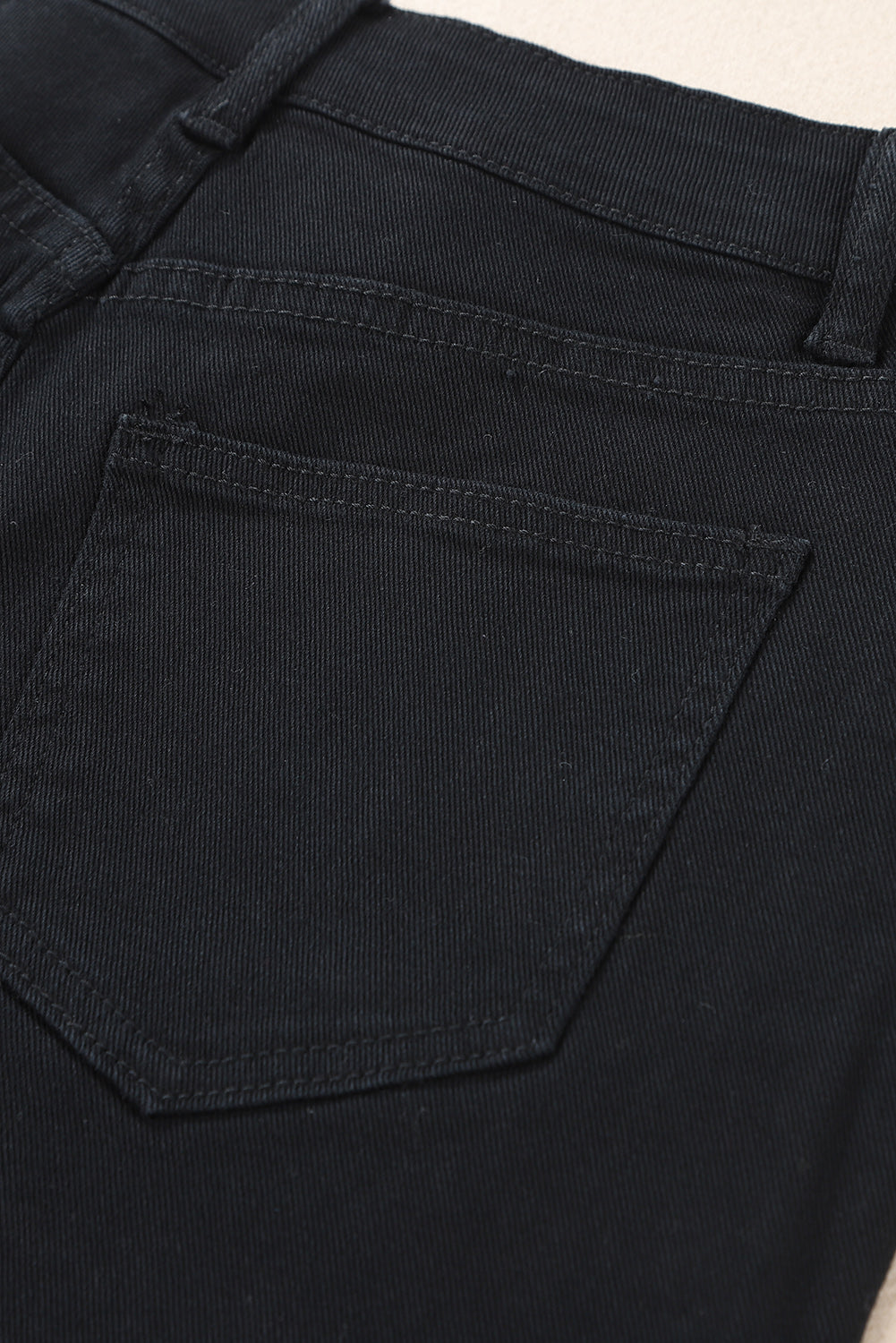 Black Asymmetrical Ripped Denim Shorts