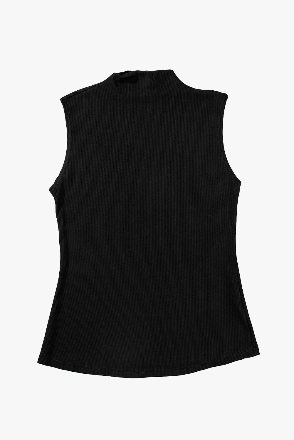 Black Solid Mock Neck Tank Top