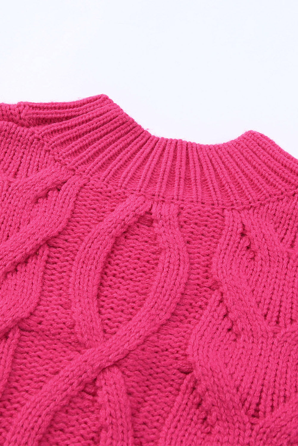 Rose High Neck Cable Knit Tasseled Sweater