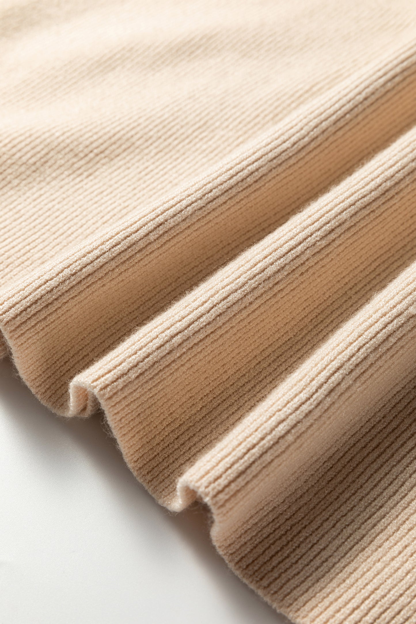 Khaki Color Block Plain Ribbed Knit Baggy Sweater