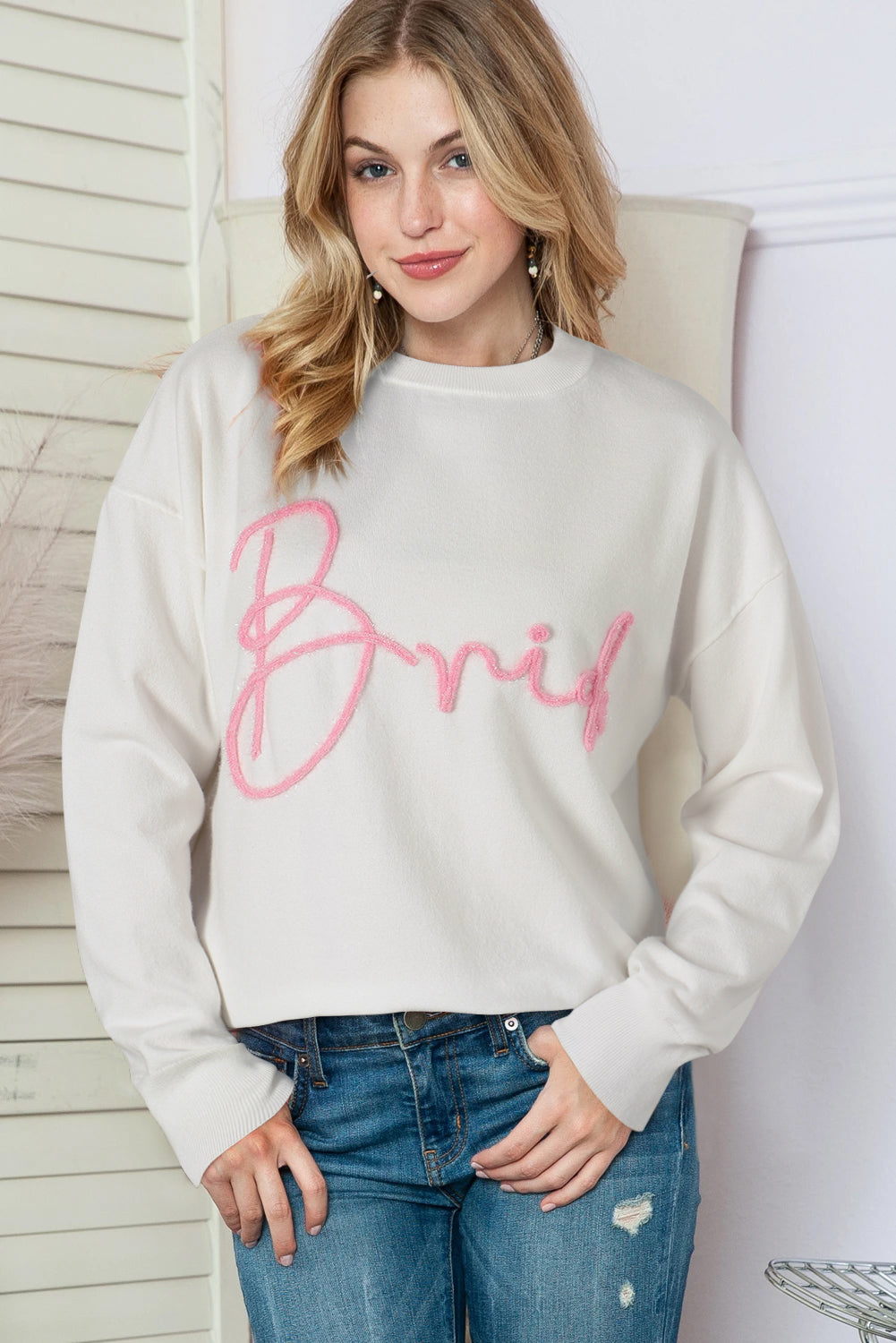 White Bride Tinsel Graphic Sweater