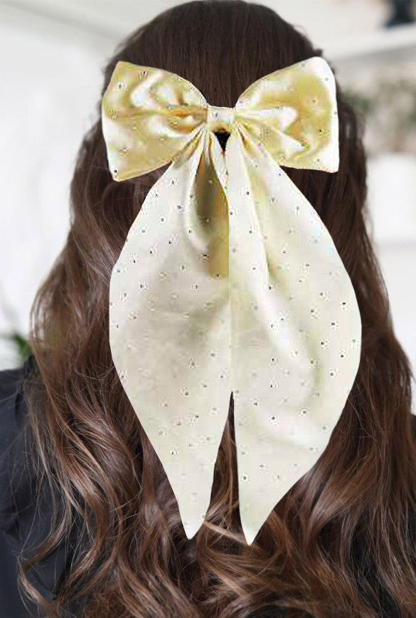 Satin Studded Bow Barette