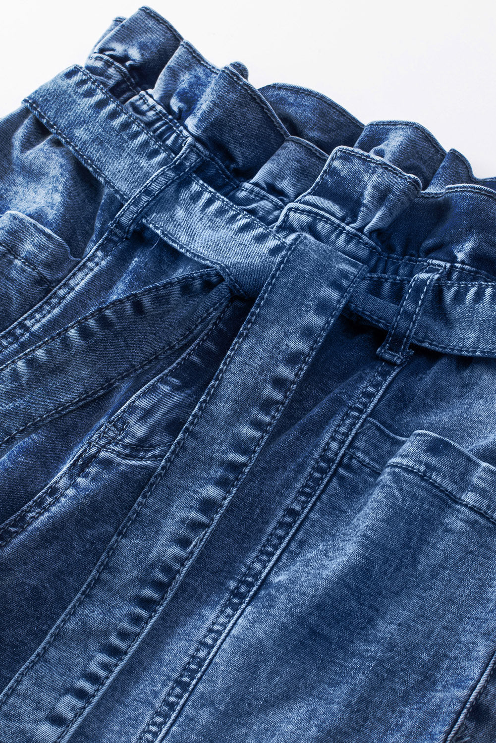 Blue Seamed Stitching High Waist Knot Skinny Jeans