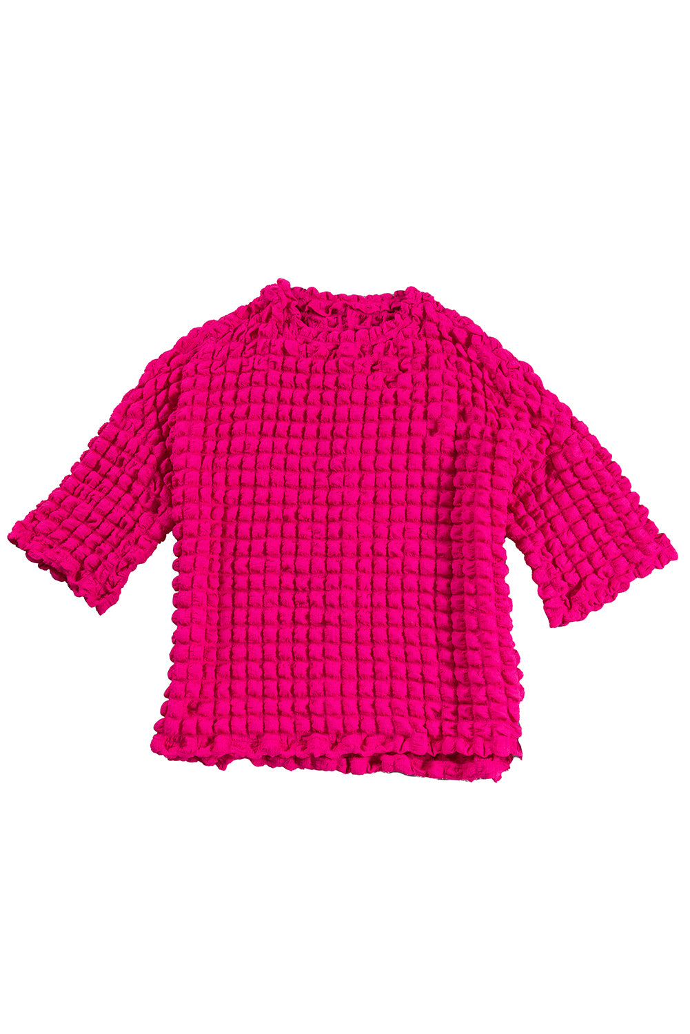 Rose Red Bubble Textured Knit Top